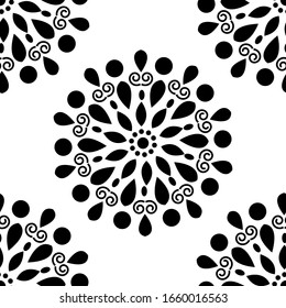 Aboriginal dot painting seamless pattern, bohemian Mandala vector dot art, retro folk design inspired by traditional art from Australia Repetitive background, mandala with abstract circles