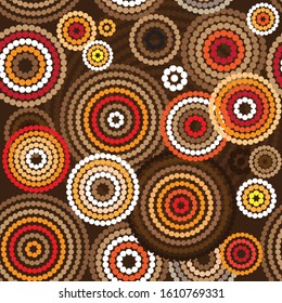 Aboriginal dots and circles art vector seamless background