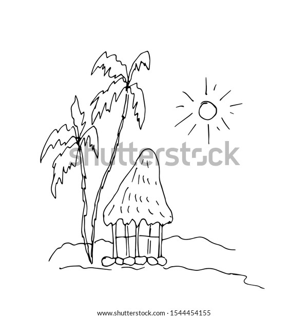 Aboriginal Dwelling Bungalow On Beach Under Stock Vector (Royalty Free ...