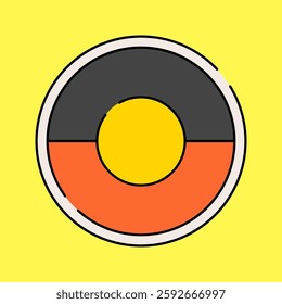 Aboriginal Flag Flat design style, circular flag with black, red, and yellow, symbolizing Indigenous Australians, ideal for cultural projects, history visuals, and awareness campaigns.