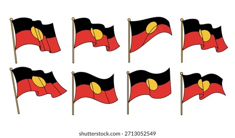 Aborigine-Fahne an verschiedenen Positionen