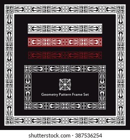 Aboriginal geometry pattern frame border set.
