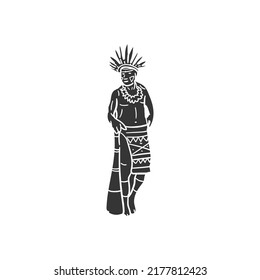 Aboriginal Icon Silhouette Illustration. Amazon Tribe Vector Graphic Pictogram Symbol Clip Art. Doodle Sketch Black Sign.