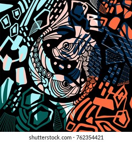 Aboriginal iconic fish vector artwork, style. Cloth design, wallpaper, wrapping, textiles, paper, card, invitation, holiday,