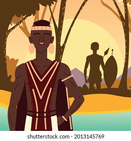 aboriginal men hunters in the forest design