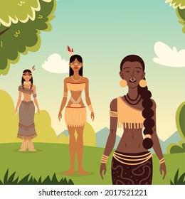aboriginal and native girls at forest