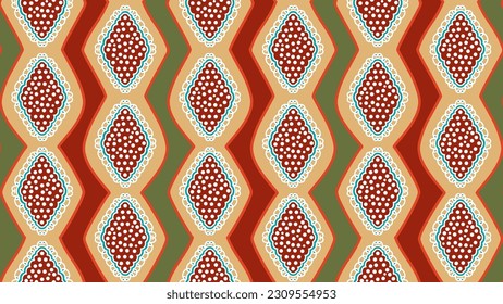 Aboriginal seamless pattern, ethnic hand drawn diamond stripes. Fabric and textile ready to print. Vector illustration colorful background.