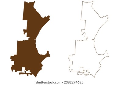 Aboriginal Shire of Hope Vale (Commonwealth of Australia, Queensland state) map vector illustration, scribble sketch Hope Vale map