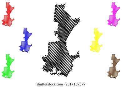 Aborígene Shire of Hope Vale (Comunidade da Austrália, estado de Queensland) mapa ilustração vetorial, esboço de rabisco Hope Vale mapa