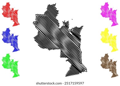 Shire aborígene do rio Lockhart (Commonwealth da Austrália, estado de Queensland) mapa ilustração vetorial, esboço rabiscante mapa do rio Lockhart