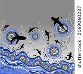 aboriginal style of dot painting  shark 