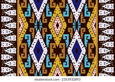 Aboriginal style, Geometric ethnic, Pattern seamless, Abstract seamless pattern, Embroidery ikat. Design for fabric, carpet, wallpaper, clothing, wrapping, Batik, fabric,Vector illustration background