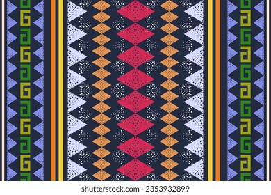 Aboriginal style, Geometric ethnic, Pattern seamless, Abstract seamless pattern, Embroidery ikat. Design for fabric, carpet, wallpaper, clothing, wrapping, Batik, fabric,Vector illustration background