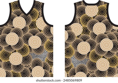 Aboriginal style singlet design with black border vector.