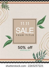 Aboriginal tribal style simple template, product promotion poster, plant and totem decoration