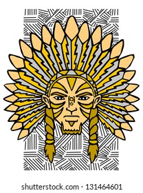 Aborigine of the America. Portrait of the Indian. This is vector illustration ideal for a mascot or T-shirt graphic.