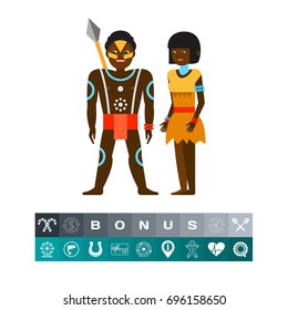 Aborigine Australian couple icon