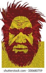 Aborigine.
A bearded man with a hairy head. Symbolic picture.