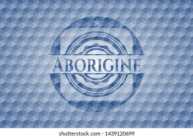 Aborigine blue badge with geometric pattern. Vector Illustration. Detailed.