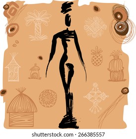 Aborigine girl silhouette