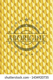 Aborigine gold badge. Scales pattern. Vector Illustration. Detailed.