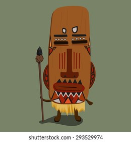 Aborigine in the mask. Tribal mask icon.