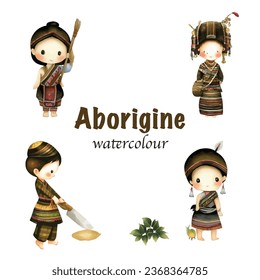aborigine watercolor watercolor vector Asia ethnic