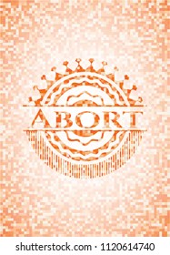 Abort abstract emblem, orange mosaic background