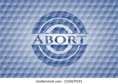 Abort blue polygonal badge.