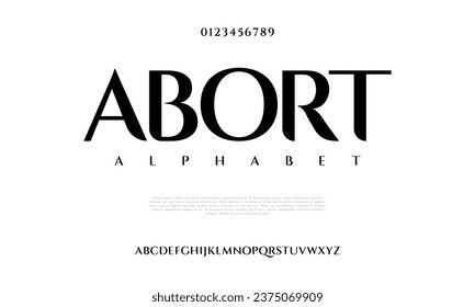 Abort creative modern urban alphabet font. Digital abstract moslem, futuristic, fashion, sport, minimal technology typography. Simple numeric vector illustration