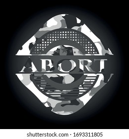 Abort grey camo emblem. Vector Illustration.