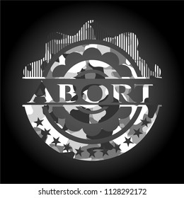 Abort on grey camouflaged pattern