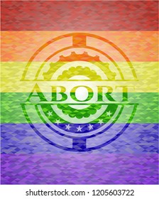 Abort on mosaic background with the colors of the LGBT flag