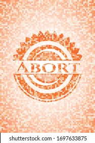 Abortar emblema de mosaico naranja con fondo