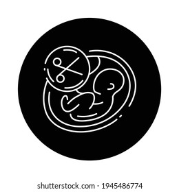 Abortion black glyph icon. Fetal death, miscarriage concept. Keep abortion legal. Sign for web page, mobile app, button, logo. Editable stroke