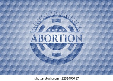 Abortion blue emblem or badge with abstract geometric polygonal pattern background. Vector Illustration. Detailed. 