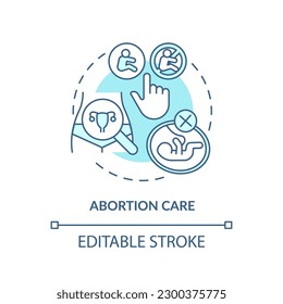 Abortion care turquoise concept icon. Unwanted pregnancy. Abortion access. Healthy woman. Reproductive choice abstract idea thin line illustration. Isolated outline drawing. Editable stroke