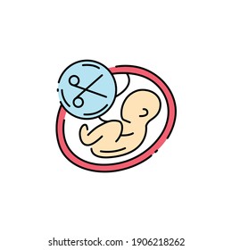 Abortion color line icon. Fetal death, miscarriage concept.