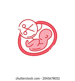 Abortion color line icon. Fetal death, miscarriage concept.