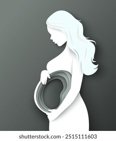 Abortion concept background with papercut woman silhouette