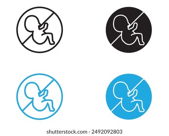 Abortion of fetus icon black and white vector outline sign