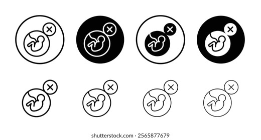 Abortion of fetus icon Black and white outline vector