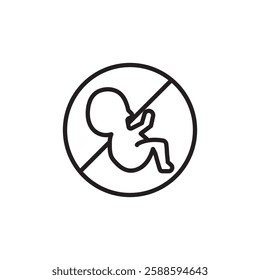 Abortion of fetus icon black and white vector outline sign