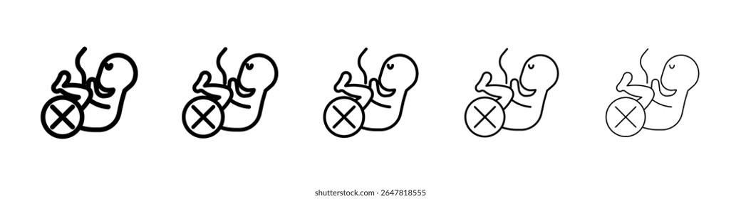 Abortion of fetus icon isolated vector on white background set