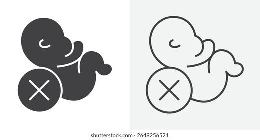 Aborto do ícone do feto Ilustração gráfica linear