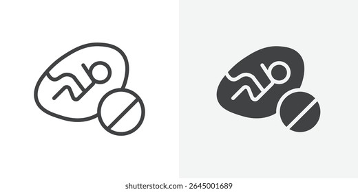 Abortion of fetus icon Outline vector sign