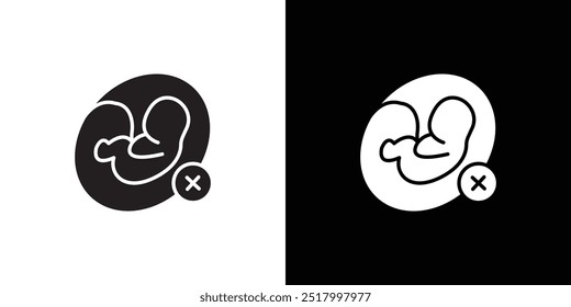 Abortion of fetus icon Thin line flat illustration