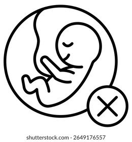 Aborto do ícone do feto Projeto de vetor de linha fina