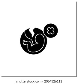 Abortion glyph icon. Pregnancy ending.Removal, expulsion embryo or fetus. Unwanted pregnancy. Health care. Woman health concept. Filled flat sign. Isolated silhouette vector illustration