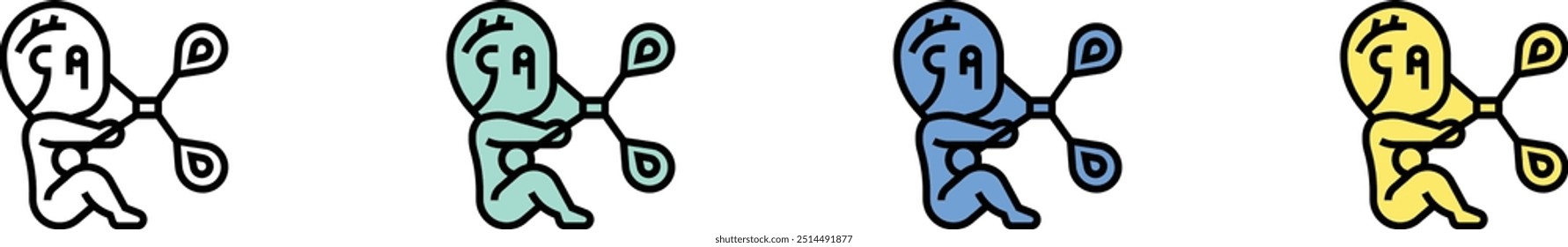 abortion icon. Outline, Green, Blue and Yellow Style Design Isolated On White Background